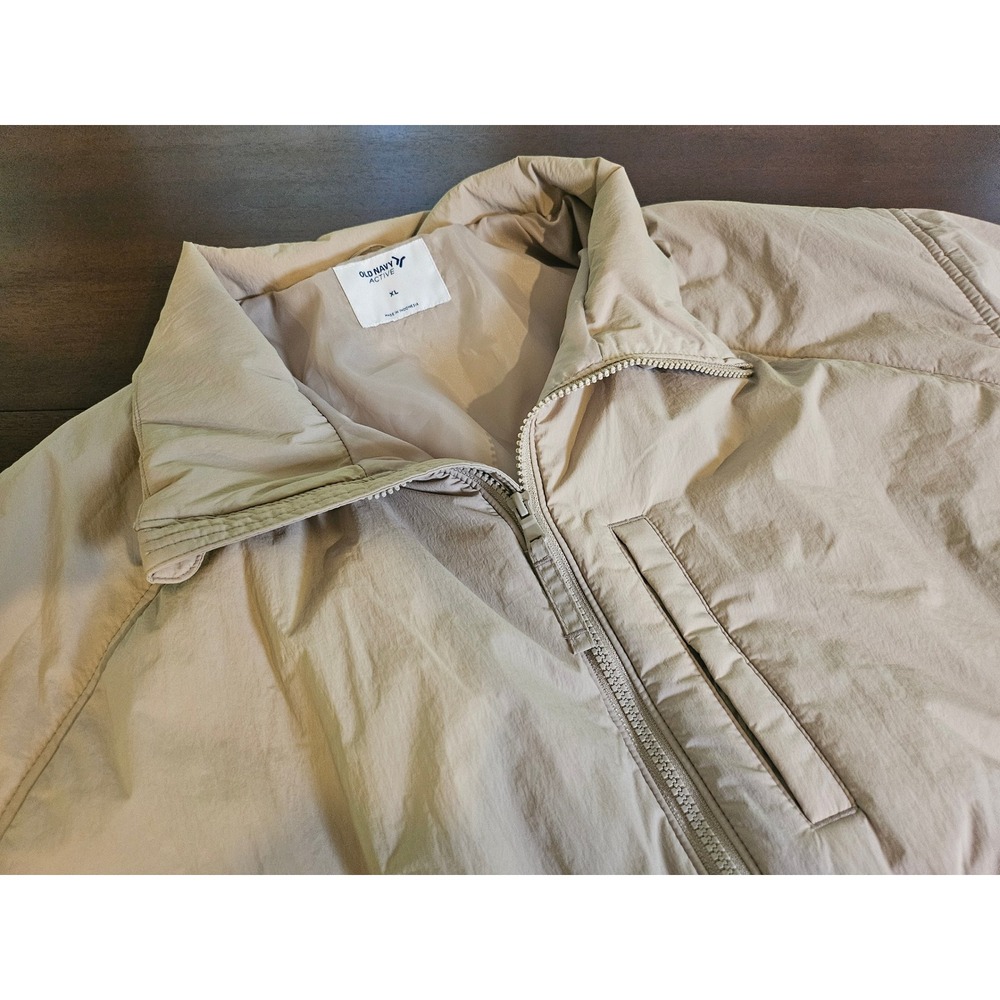 Old Navy Active Jacket Womens XL Tan Full Zip Drawstring Waist Windbreaker